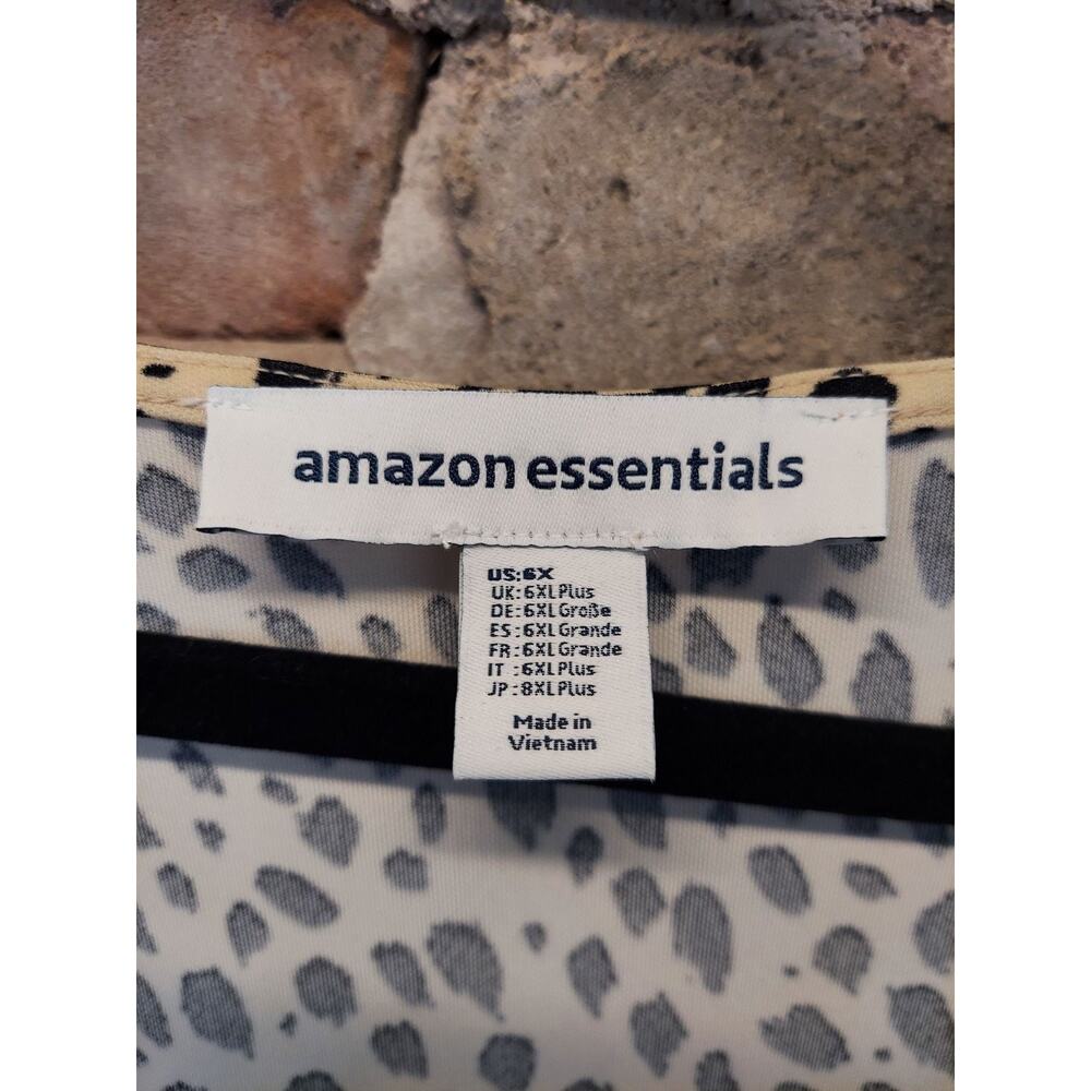 Amazon Essentials Womens Wrap Dress Size 6X Plus Tan Black Leopard Print - Picture 3 of 4